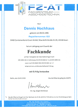 Zertifikat Dennis Hochhaus